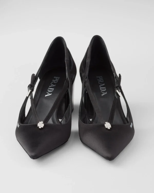 Pumps And Ballerinas*Prada Satin cut-out pumps Black