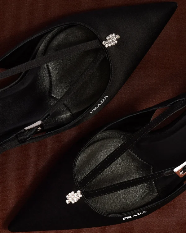 Pumps And Ballerinas*Prada Satin cut-out pumps Black