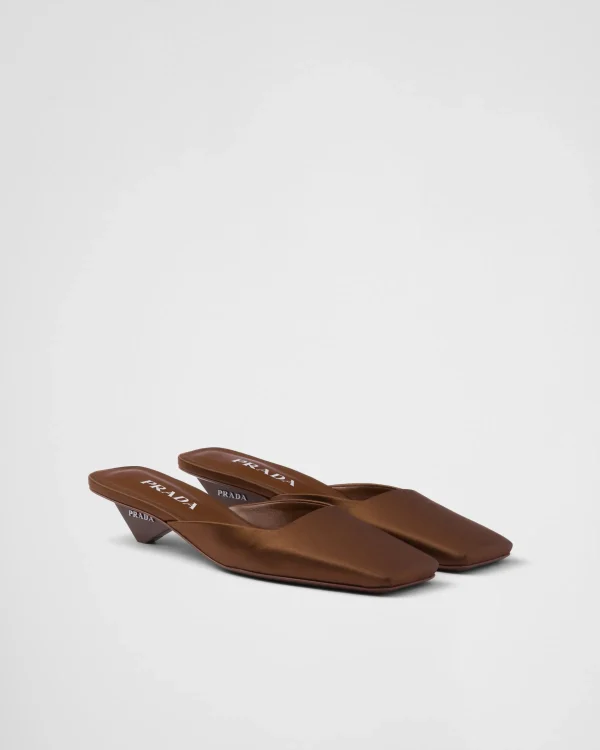 Slippers And Mules*Prada Satin mules Tobacco