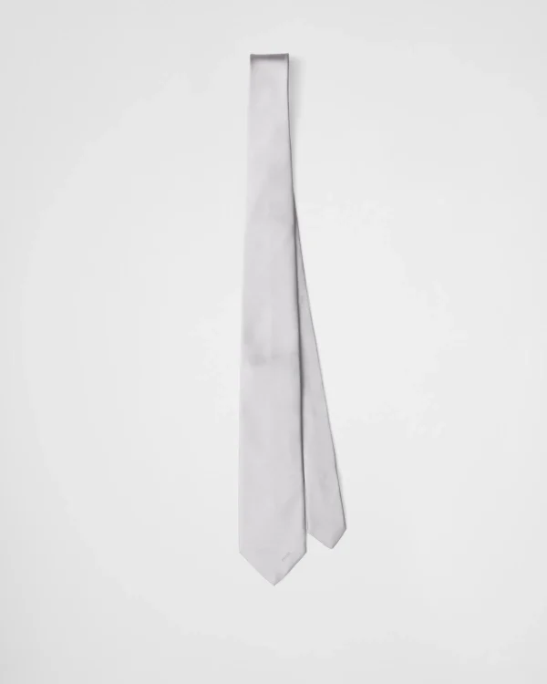 Ties And Bow Ties*Prada Satin tie Pearlgray