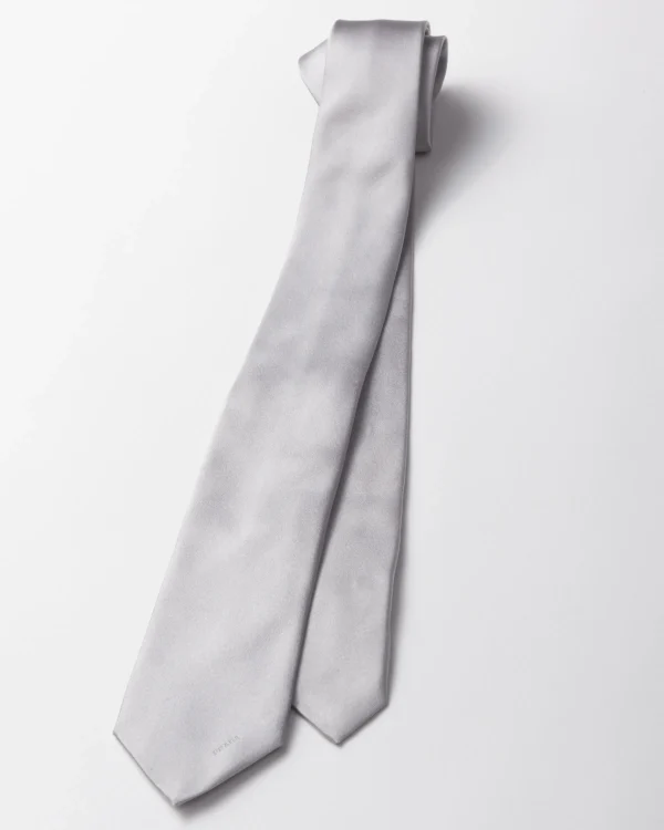 Ties And Bow Ties*Prada Satin tie Pearlgray