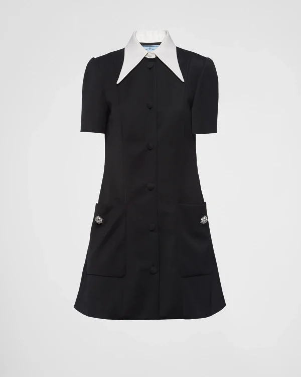 Dresses*Prada Satin wool mini-dress Black