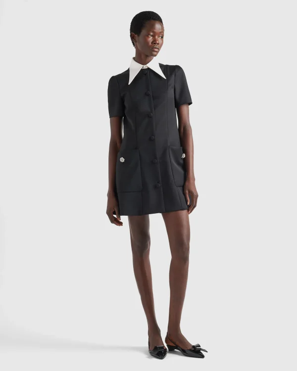 Dresses*Prada Satin wool mini-dress Black