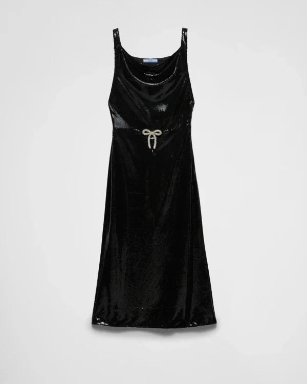 Dresses*Prada Sequined jersey satin dress Black