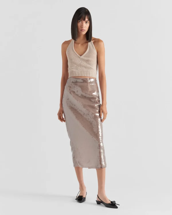 Skirts*Prada Sequined midi-skirt Pearlgray