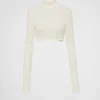 T-shirts And Sweatshirts*Prada Sequined stretch top Ivory