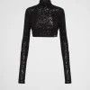 T-shirts And Sweatshirts*Prada Sequined stretch top Black