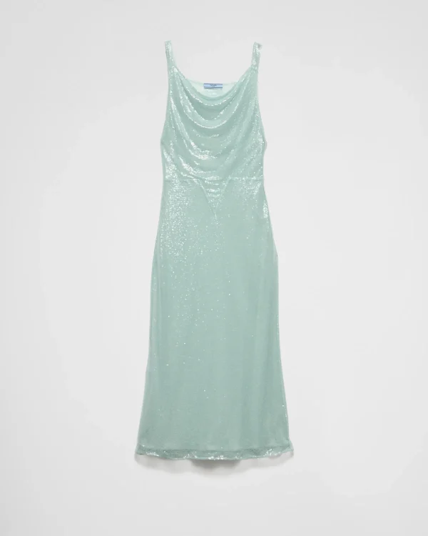 Dresses*Prada Sequined tulle dress Chlorophyllgreen