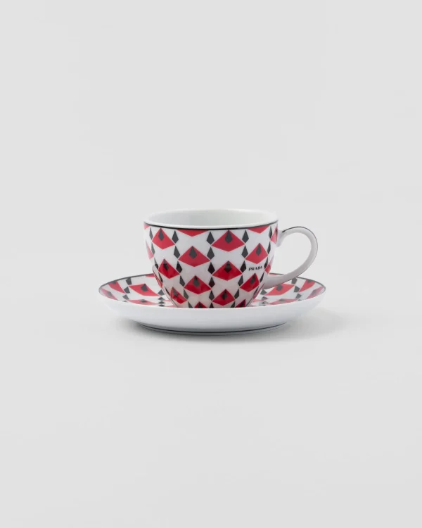 Tea And Coffee*Prada Set of four porcelain espresso cups - Vienna Red Black/red