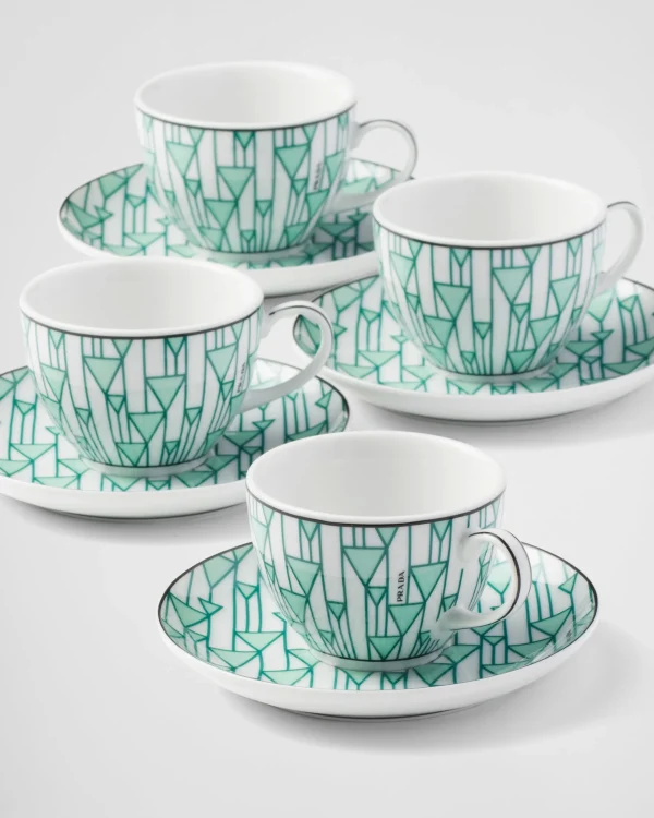 Tea And Coffee*Prada Set of four porcelain espresso cups - Vienna Green