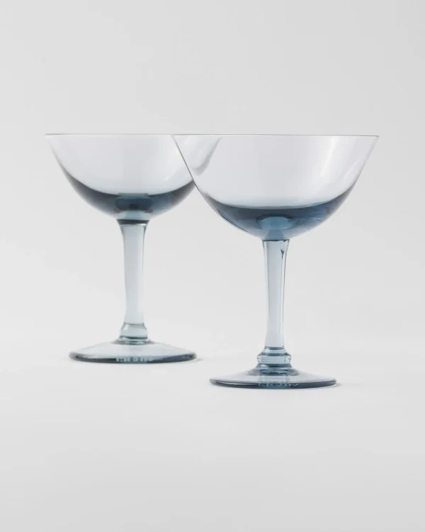 Glassware*Prada Set of two crystal champagne coupe glasses - New York Seablue