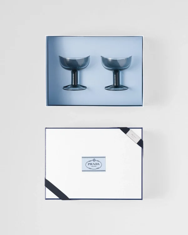 Glassware*Prada Set of two crystal champagne coupe glasses - Plinth Seablue