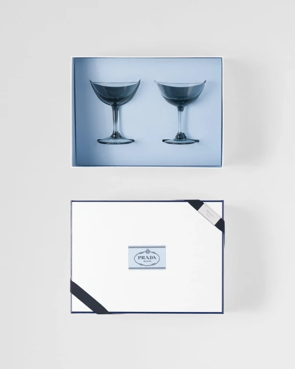 Glassware*Prada Set of two crystal champagne coupe glasses - New York Seablue