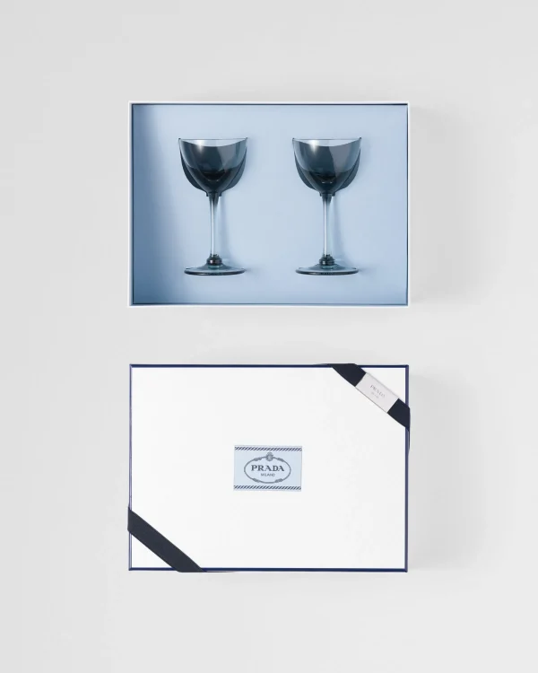 Glassware*Prada Set of two crystal cocktail glasses - New York Seablue