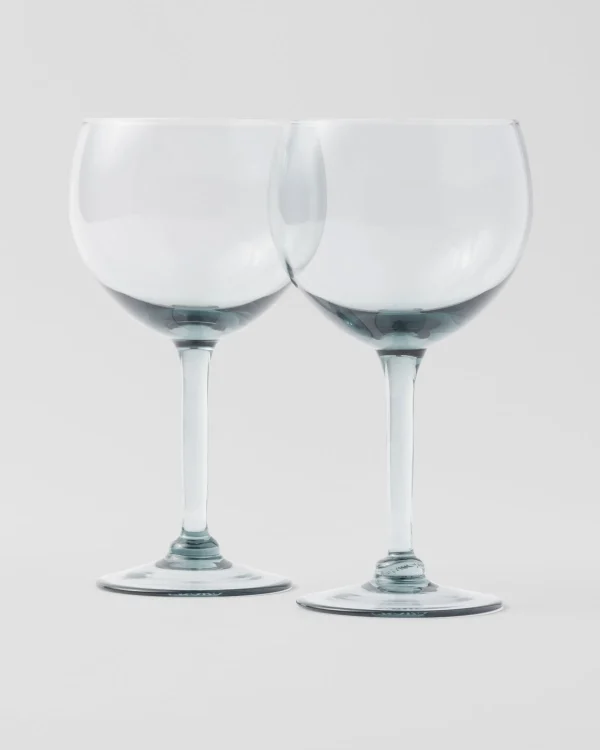 Glassware*Prada Set of two crystal red wine glasses - New York Seablue