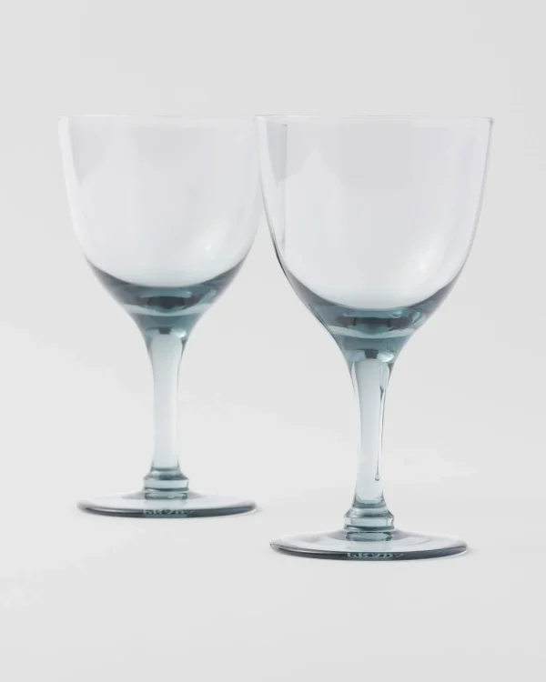 Glassware*Prada Set of two crystal water glasses - New York Seablue