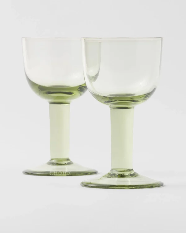 Glassware*Prada Set of two crystal white wine glasses - Plinth Moss