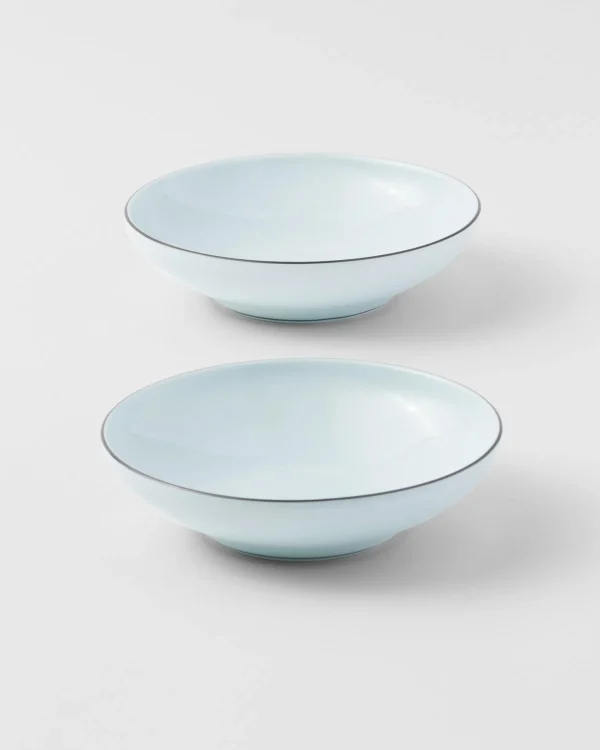 Plates And Bowls*Prada Set of two porcelain bowls - Celadon Celadonlightblue