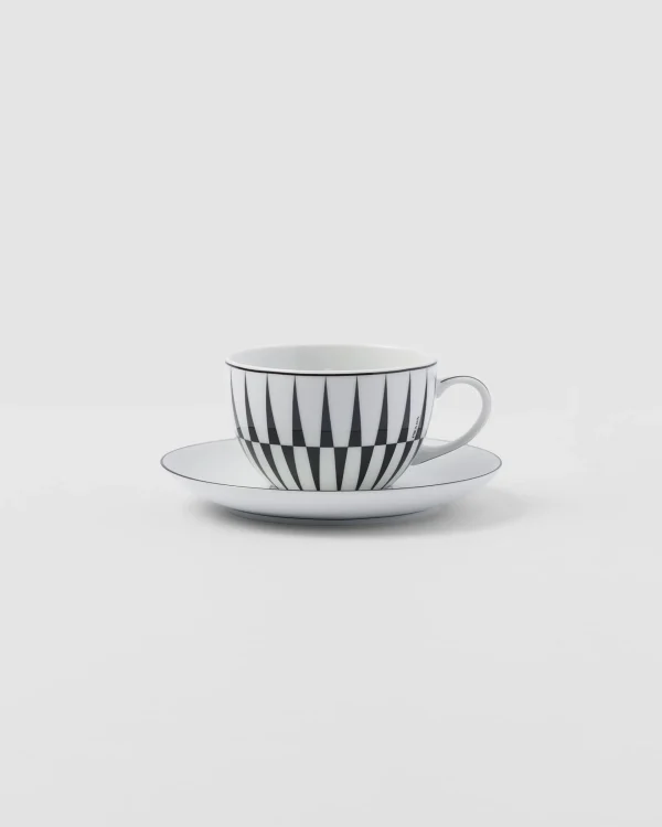 Tea And Coffee*Prada Set of two porcelain cappuccino cups - Stripes White/black