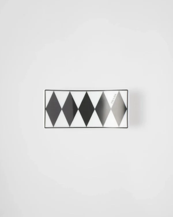 Trays And Table Accessories*Prada Set of two porcelain chopstick rests - Checkerboard White/black