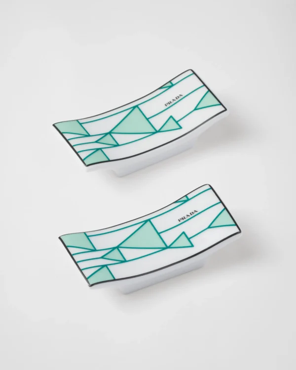 Trays And Table Accessories*Prada Set of two porcelain chopstick rests - Vienna Green