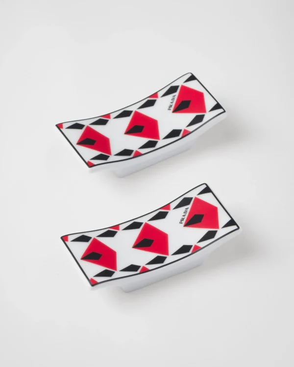 Trays And Table Accessories*Prada Set of two porcelain chopstick rests - Vienna Red Black/red