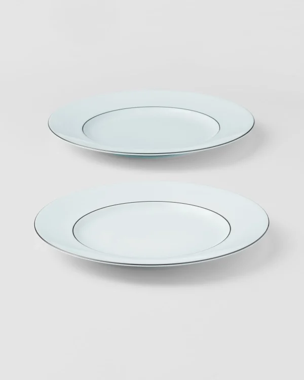 Plates And Bowls*Prada Set of two porcelain dessert plates - Celadon Celadonlightblue