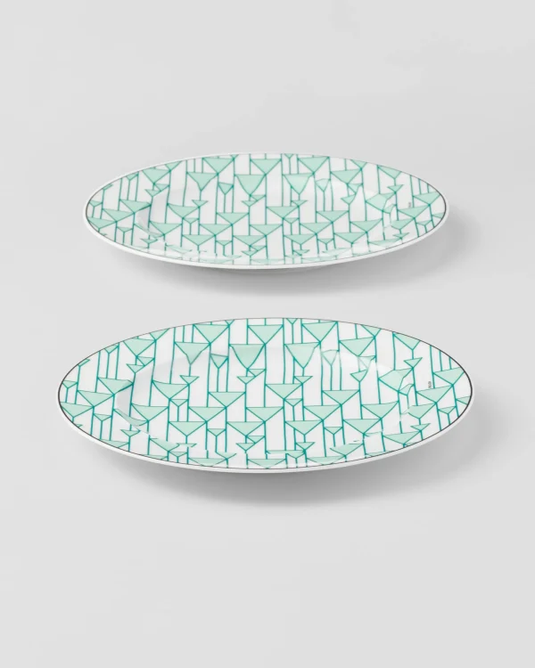 Plates And Bowls*Prada Set of two porcelain dessert plates - Vienna Green