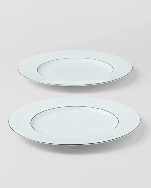 Plates And Bowls*Prada Set of two porcelain dinner plates - Celadon Celadonlightblue