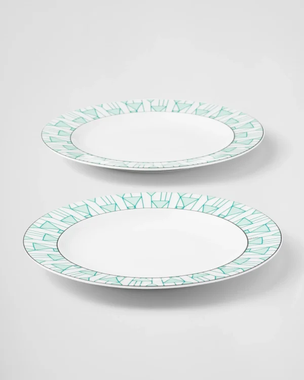 Plates And Bowls*Prada Set of two porcelain dinner plates - Vienna Green