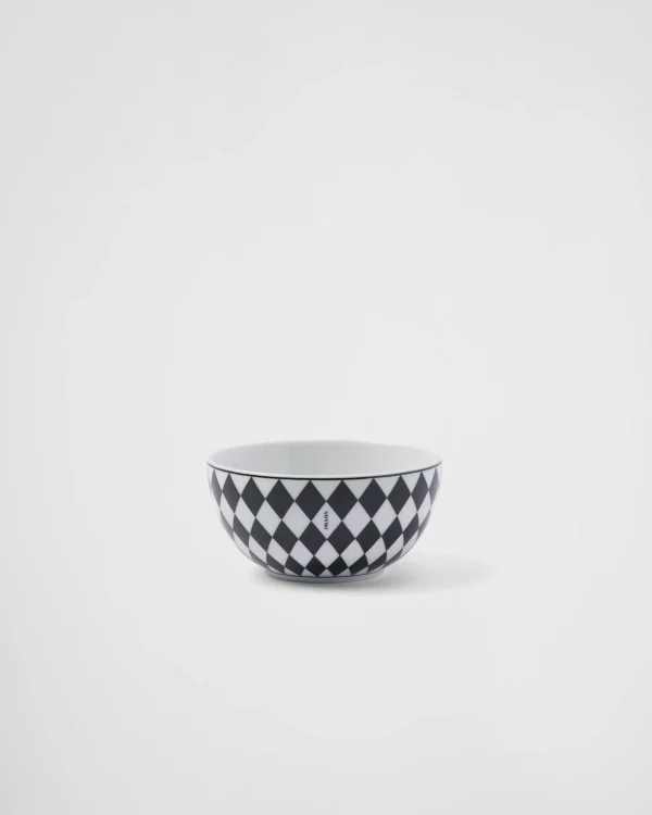 Plates And Bowls*Prada Set of two porcelain rice or cereal bowls - Checkerboard White/black