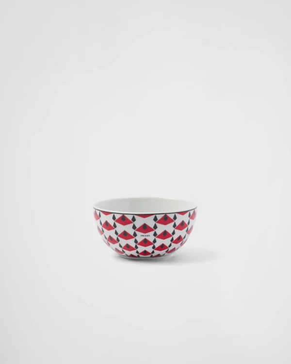 Plates And Bowls*Prada Set of two porcelain rice or cereal bowls - Vienna Red Black/red