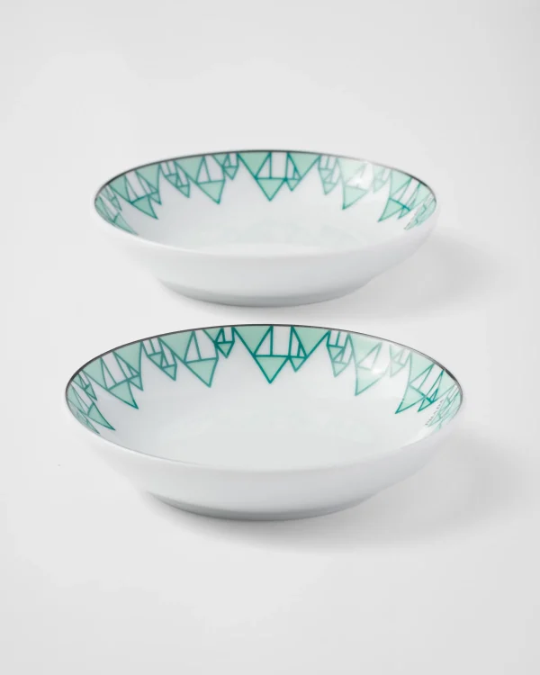 Plates And Bowls*Prada Set of two porcelain sauce bowls - Vienna Green