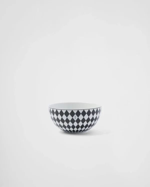 Plates And Bowls*Prada Set of two porcelain soup bowls - Checkerboard White/black