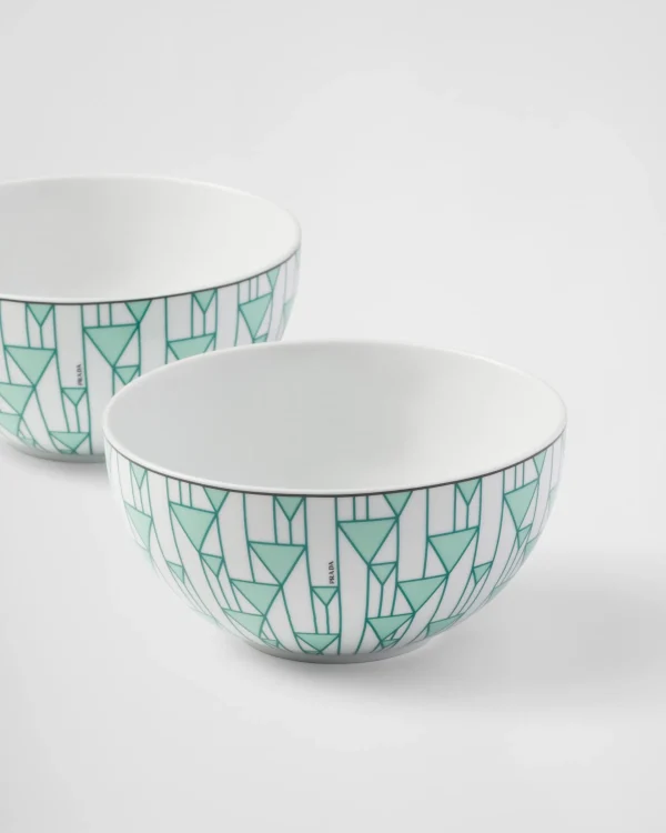 Plates And Bowls*Prada Set of two porcelain soup bowls - Vienna Green