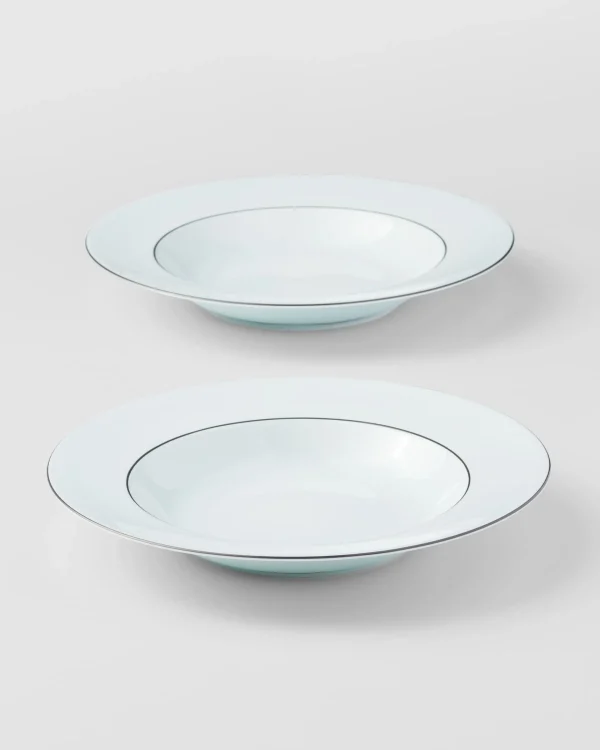 Plates And Bowls*Prada Set of two porcelain soup plates - Celadon Celadonlightblue