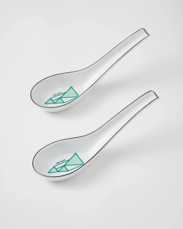 Trays And Table Accessories*Prada Set of two porcelain spoons - Vienna Green