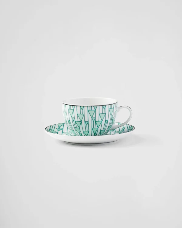 Tea And Coffee*Prada Set of two porcelain tea cups - Vienna Green