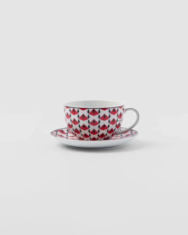 Tea And Coffee*Prada Set of two porcelain tea cups - Vienna Red Black/red