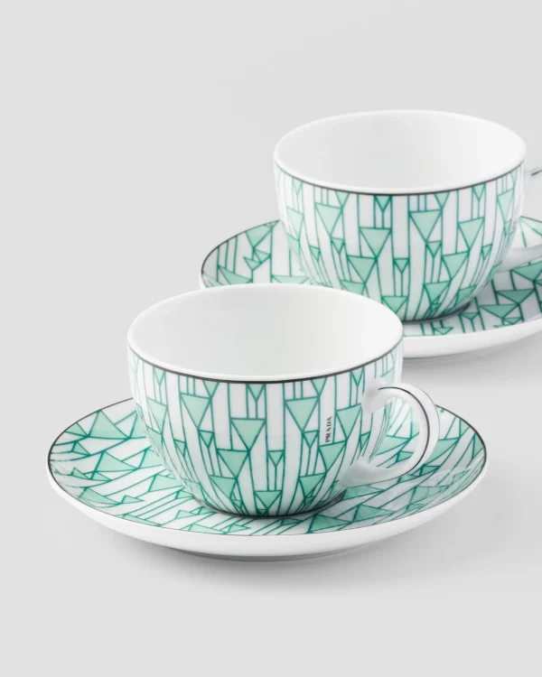 Tea And Coffee*Prada Set of two porcelain tea cups - Vienna Green