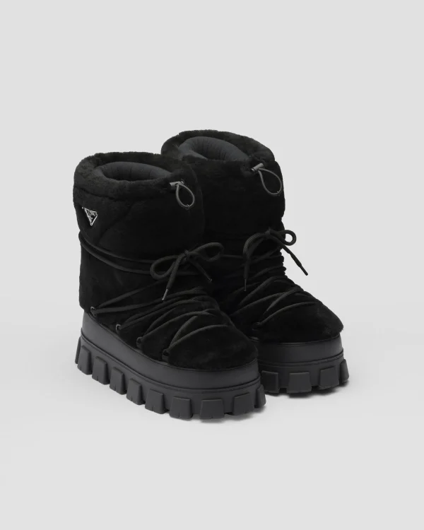 Boots*Prada Shearling après ski booties Black