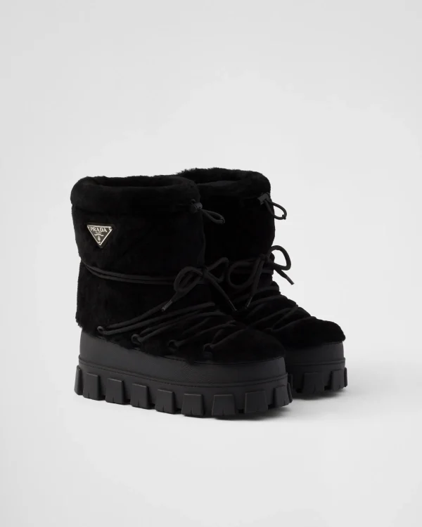 Ankle Boots And Boots*Prada Shearling après ski booties Black