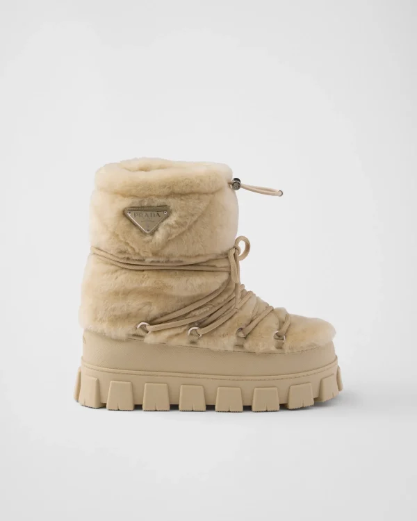 Ankle Boots And Boots*Prada Shearling après ski booties Ecru