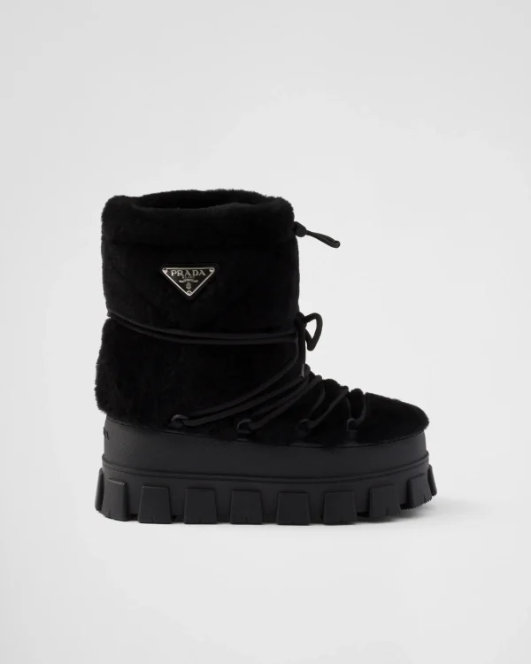 Ankle Boots And Boots*Prada Shearling après ski booties Black