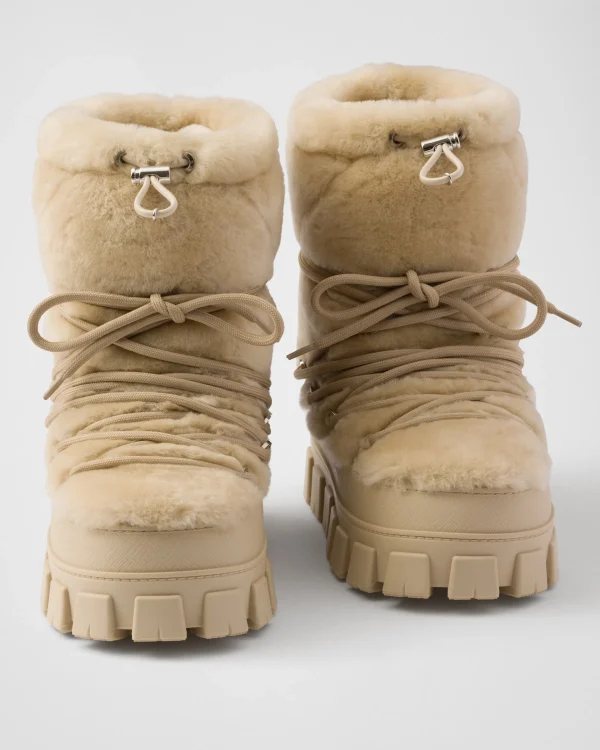 Ankle Boots And Boots*Prada Shearling après ski booties Ecru