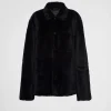 Leather Clothing*Prada Shearling blouson jacket Black