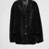 Leather Clothing*Prada Shearling caban jacket Black