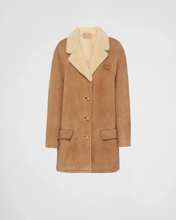 Leather Clothing*Prada Shearling coat Camel/natural