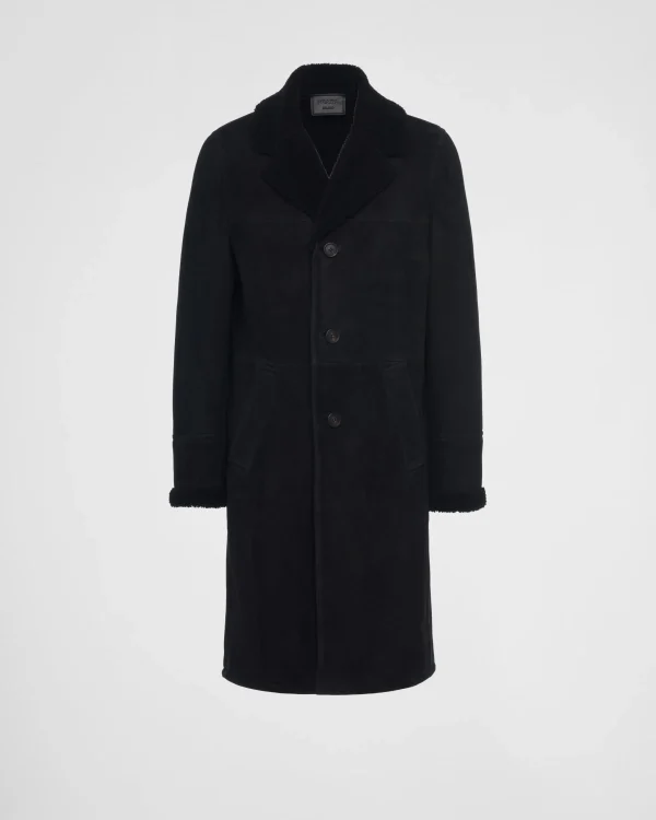 Leather Clothing*Prada Shearling coat Black/black