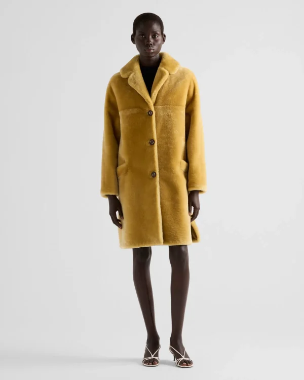 Leather Clothing*Prada Shearling coat Yellow